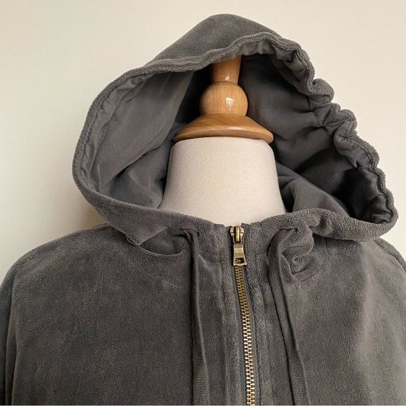 Young Fabulous & Broke Fritzy Velour Full Zip Hoodie Jacket in Woodsmoke Gray M - Picture 3 of 6